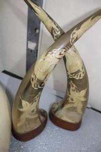 lot 49 image: Two Sets of Decorative Horns