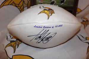 lot 140 image: Adrian Peterson Autographed Football & Plaque