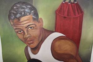 lot 8 image: Rare Signed Joe Lewis Pacheco Print 1983