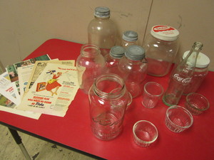 lot 121 image: VINTAGE GLASS JARS, KERR, ATLAS MASON JARS, SEXTON QUALITY FOODS, COCA-COLA, 1950S ADVERTISEMENTS