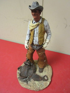 lot 123 image: VINTAGE DANIEL R. MONFORT ORIGINAL SADDLE DOWN WESTERN SCULPTURE