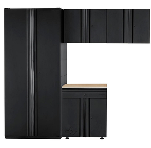 HUSKY Heavy Duty Welded 92 in. W x 81 in. H x 24 in. D Steel Garage Cabinet Set in Black (4-Piece)