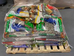 Pallet of Bird Seed.  Approximately 20 bags in different sizes