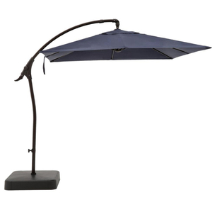 HAMPTON BAY 8 ft. Square Aluminum Cantilever Offset Outdoor Patio Umbrella in Midnight Navy Blue
