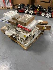 Pallet of various floor tiles and floor tile related.