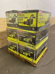 RYOBI Lot of Six 20 in. 40-volt Brushless Lithium-Ion Cordless Battery .  2 self propelled and 4 push behind