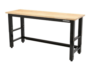 HUSKY 6 ft. Adjustable Height Solid Wood Top Workbench