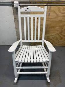 HAMPTON BAY Glossy White Wood Outdoor Rocking Chair