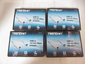 lot 39 image: Lot of 4 New Trendnet USB to 10100 Adapters