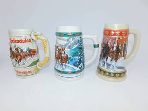 3 Christmas Budweiser Mugs