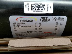 lot 45 image: Interlink Electric Motor, 3 hp, 460...