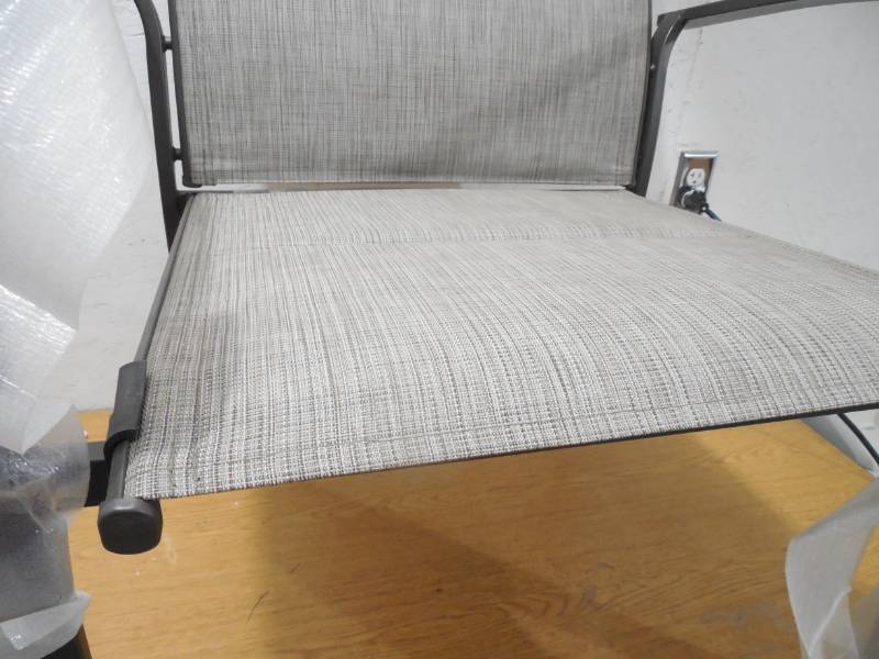 lot 3 image: Dark Taupe Steel Sling Outdoor Patio Dining Chair in Riverbed Taupe Tan