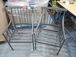 lot 6 image: (2) Farmhouse Steel Outdoor Patio Dining Chairs