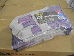 lot 44 image: NEW - 1 PALLET of 1,152 Pairs of Firm Grip Leather-Palm Large Gloves