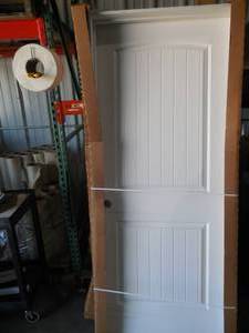 lot 50 image: 34 in. x 80 in. Santa Fe White Painted Right-Hand Smooth Solid Core Molded Composite MDF Single Prehung Interior Door