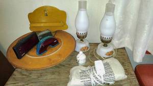 lot 209 image: Vintage lot- Electric Hurricane Lamps (2) and more