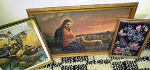 lot 214 image: Vintage Christ Shepherd Flock Print.