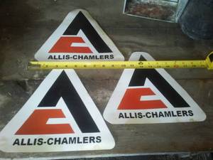 lot 84 image: 3 Allis - Chalmers implement stickers vinyl unused