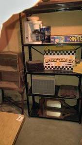 lot 255 image: Crate and 5 Tier Shelf with contents.