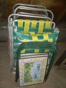 lot 155 image: Lawn chairs & TV trays, Vintage Web.