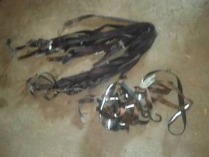 lot 189 image: Hay tarp straps & ratchet strap.