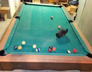 lot 507 image: Fischer 8 ft Pool Table -  Will need to disassemble for removal.