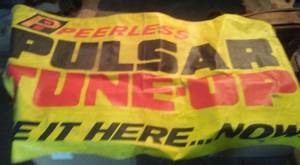 lot 316 image: Peerless Pulsar Banner. 5.5 x 3 ft., rubberized canvas. MANCAVE