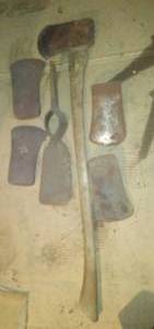 lot 341 image: Axe Ax heads and pic head.