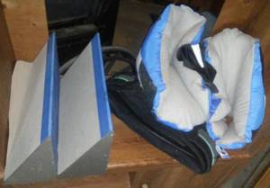 lot 419 image: Wedge pads, Aspen back support, wheelchair foot pillows.