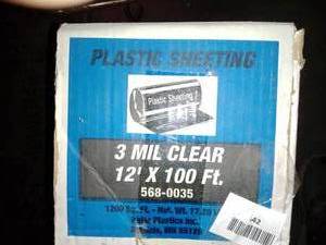 lot 442 image: New Plastic Sheeting, 12 ft.  X 100) 3 mil, clear.
