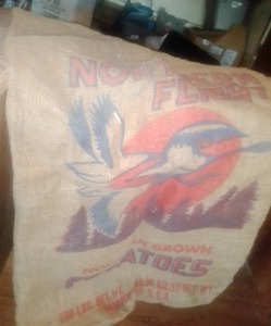 lot 444 image: 2 Burlap Sacks Northern Flight Potatoes