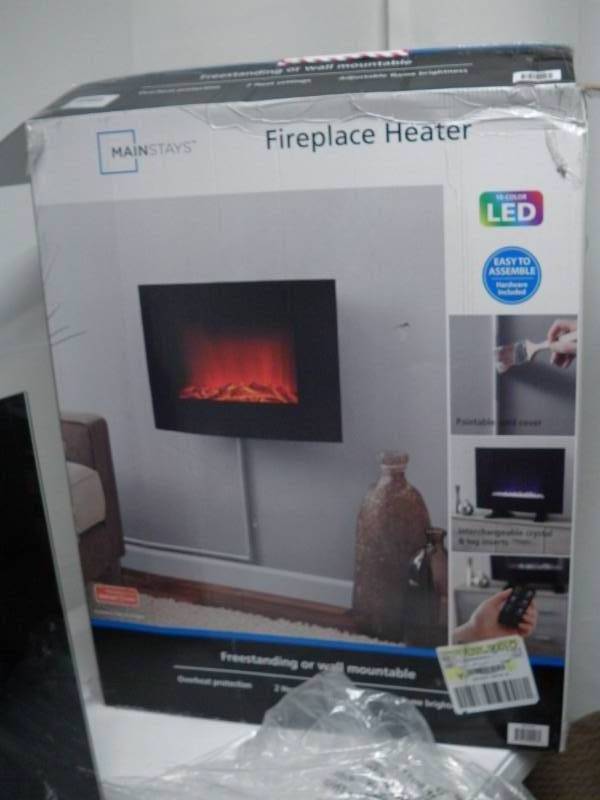 Mainstays WFP-22C Freestanding or Wall Mounted Fireplace Heater, Black  Finish, WFP-22C-Open Box | Rochester 20-8 Warehouse Clean out--Shipping  available on all lots-- | K-BID