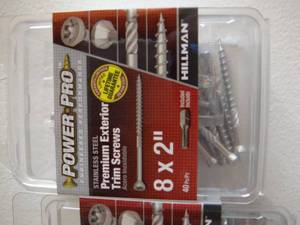 lot 5 image: Power Pro #8 x 2-in Stainless Steel Trim InteriorExterior Trim Screws (40-Count) 3-Packs Retails $19.96 Each