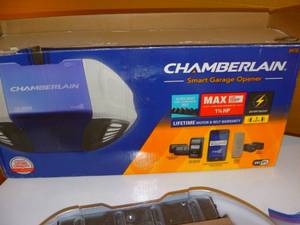 lot 1 image: Chamberlain 1.25-HP myQ Smart Belt Drive Garage Door Opener