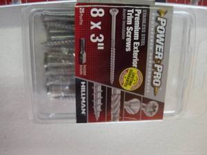lot 4 image: Power Pro #8 x 3-in Stainless Steel Trim InteriorExterior Trim Screws (25-Count) Qty-7 Retails 19.96 Each