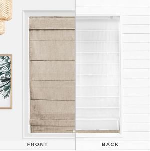 lot 28 image: 4 Chicology Roman Shade  Belgian Flax Cordless Light Filtering Privacy Polyester Roman Shades 35 in. W x 64 in. L