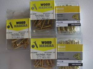 lot 30 image: Hillman #12 x 2-in Brass Flat InteriorExterior Wood Screws (25-Count) 3-Packs  & Hillman #12 x 3-in Brass Flat InteriorExterior Wood Screws (25-Count) 2-Packs 