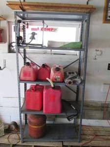 lot 3 image: Shelf Full of Contents (Gas Cans & ...