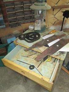 lot 23 image: Metal & Wood Stand on Wheels With C...