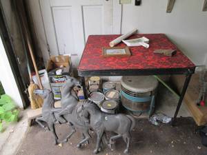 lot 41 image: Corner Lot of Items (Card Table, Vi...
