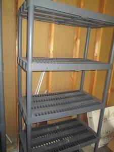 lot 56 image: 5 Tier Plastic Shelving Unit See P...