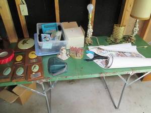 lot 77 image: Metal Folding Table With Contents (...
