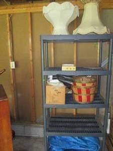 lot 86 image: 5 Tier Plastic Shelf With Contents ...