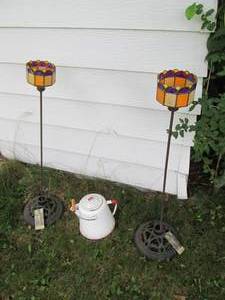 lot 88 image: Antique Kettle & (2) Floor Lamps S...