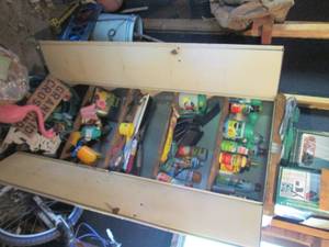 lot 96 image: Shelf Full Of Garden Supplies, Tool...