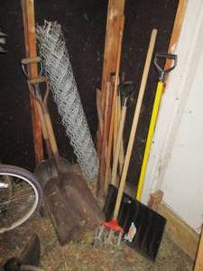 lot 99 image: Chain Link Fencing, Shovels, Garden...