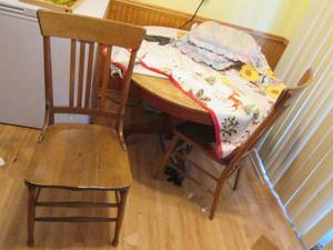 lot 119 image: Wood Dining Table With 2 Chairs...