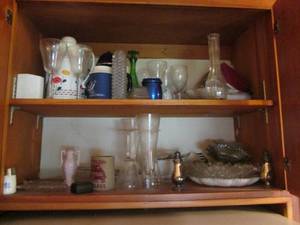 lot 124 image: Cabinet Full Glassware, Vases, Salt...