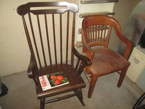 lot 224 image: (2) Vintage Wood Chairs See Photos...