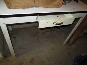 lot 225 image: Metal Table With Drawer...
